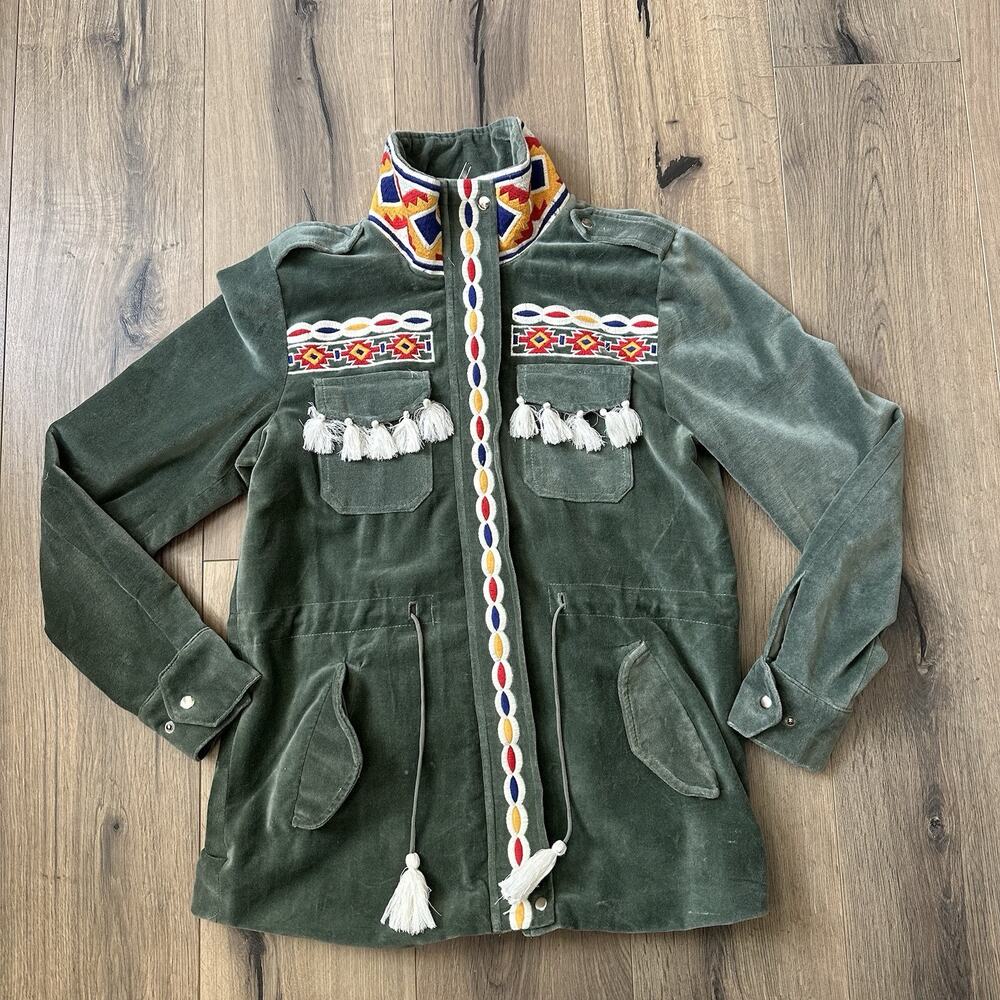 Embroidered Utility Jacket in Green